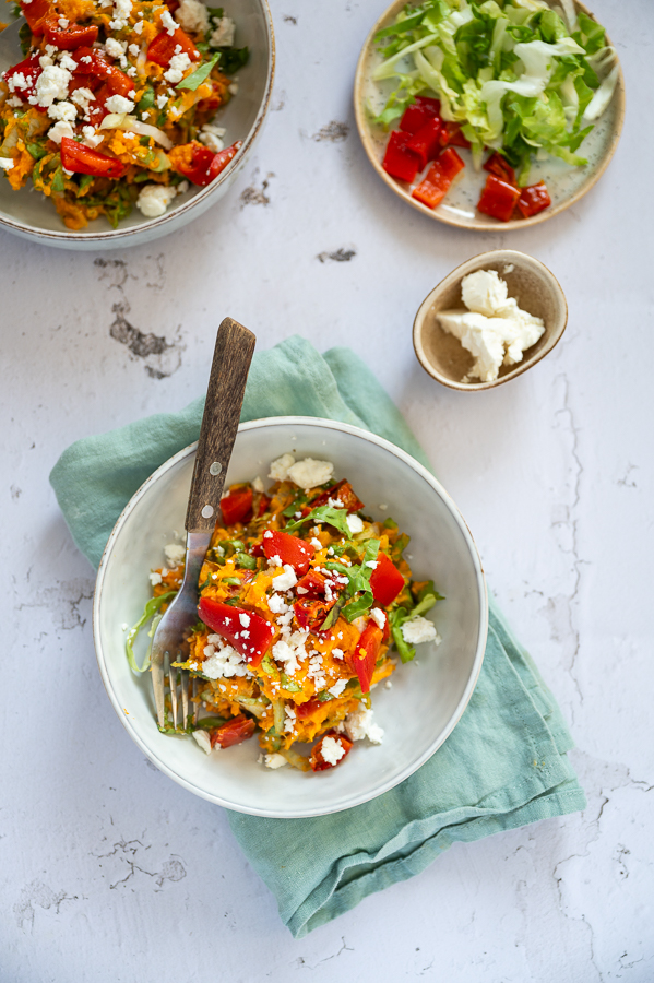 Stamppotje van zoete aardappel met andijvie