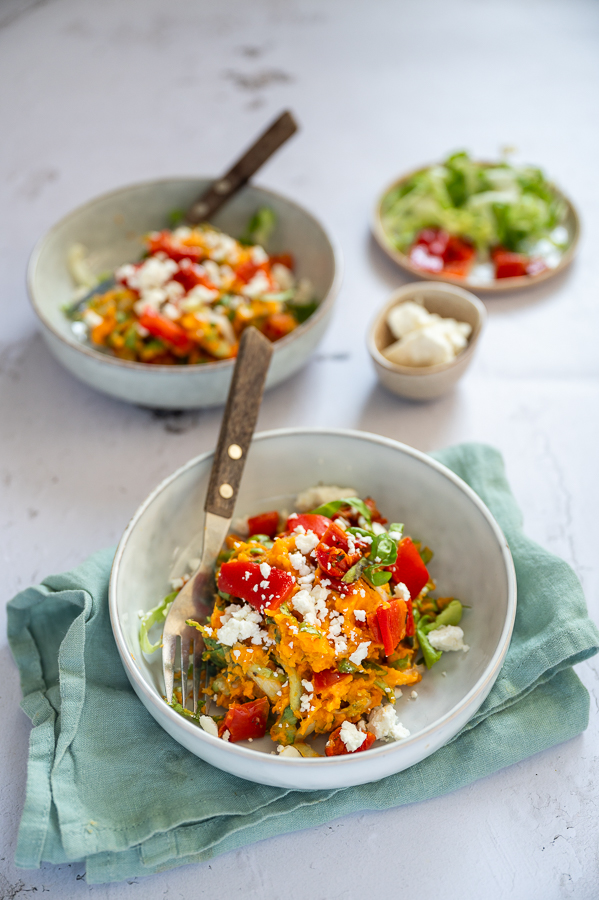 Stamppotje van zoete aardappel met andijvie