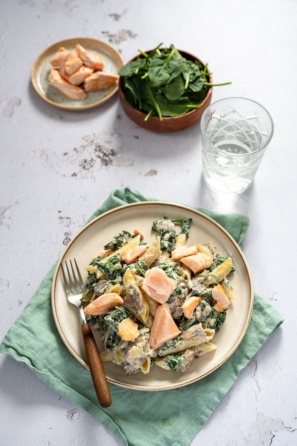 Pasta Florentine met zalm