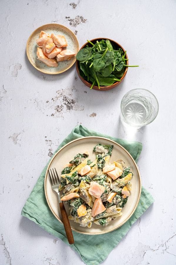 Pasta Florentine met zalm