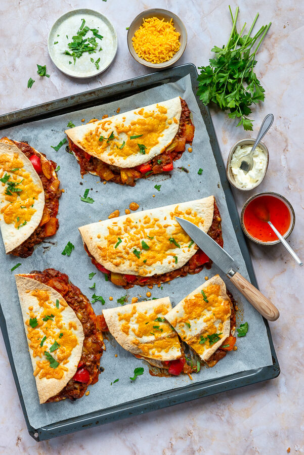 Quesadilla's met gehakt en paprika