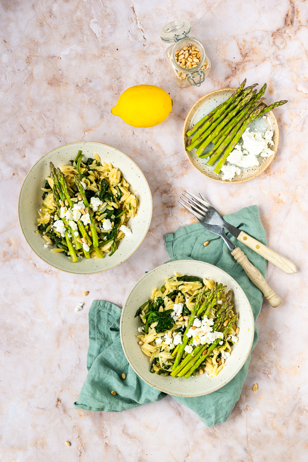 Orzo met groene asperges en citroen