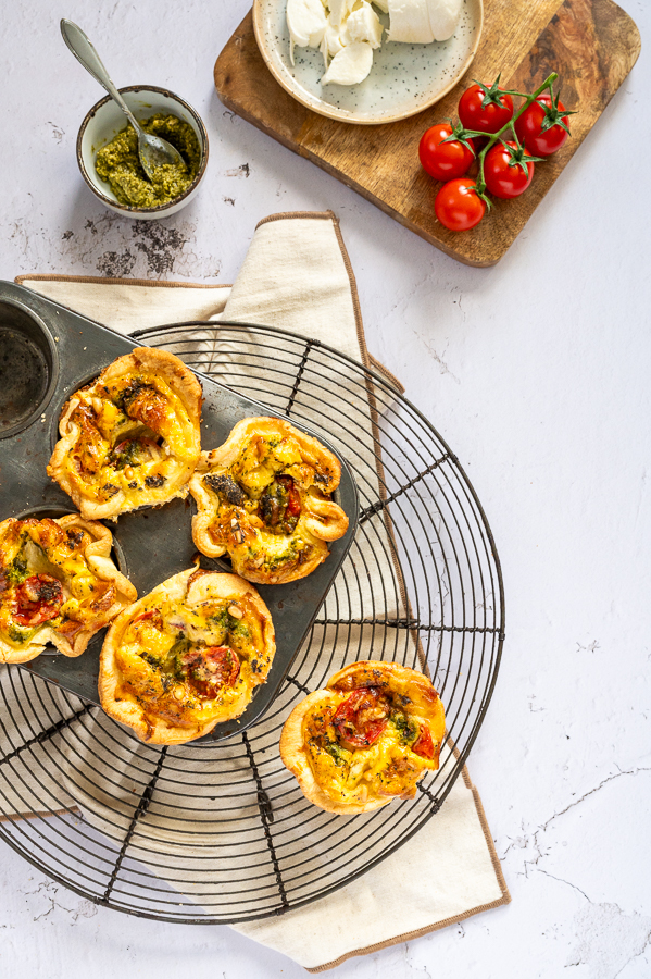 Mini caprese quiches