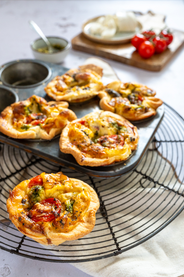 Mini caprese quiches