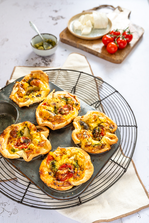 Mini caprese quiches