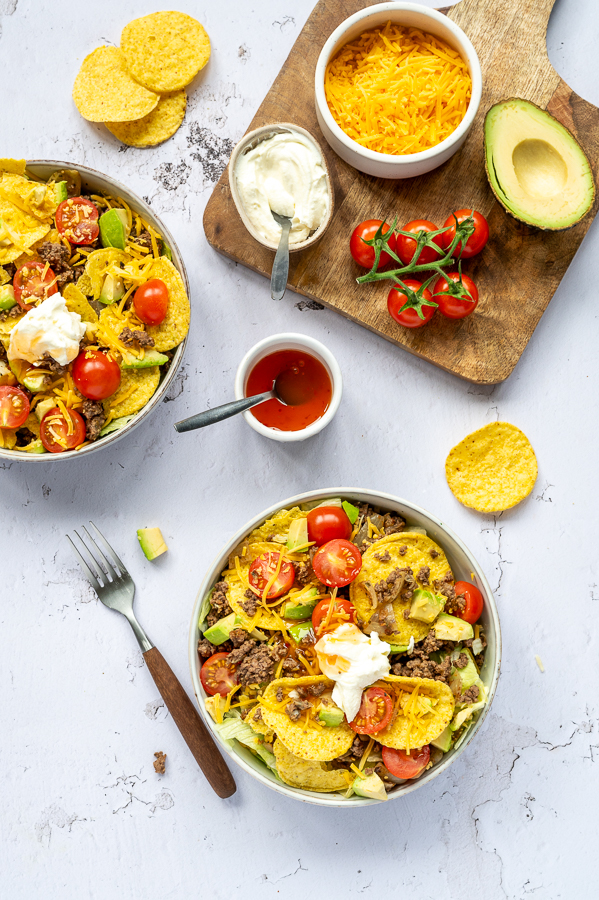 Nacho-bowl met gehakt