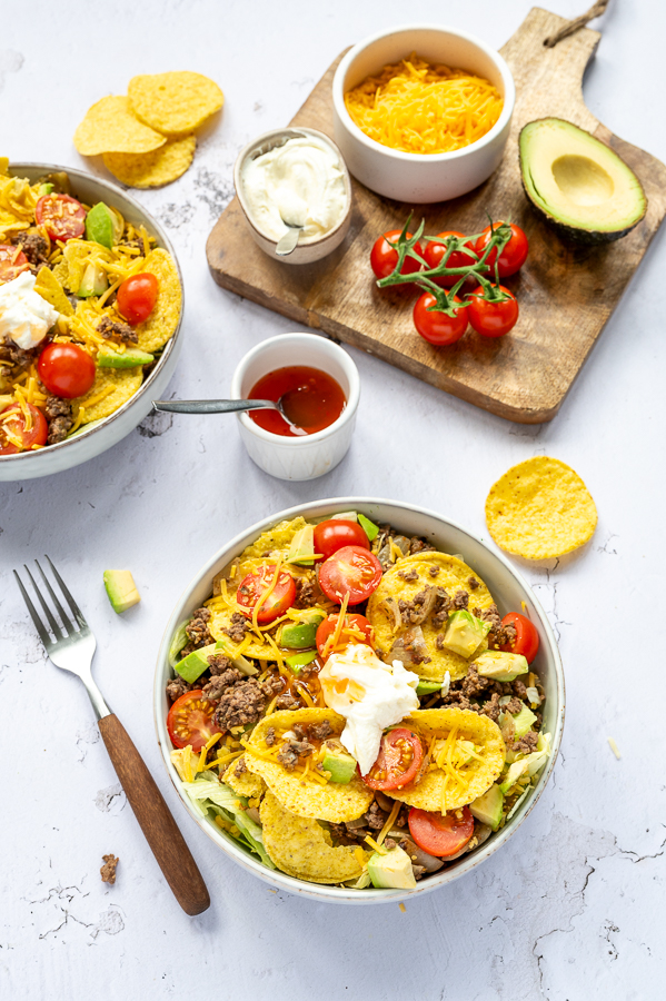 Nacho-bowl met gehakt