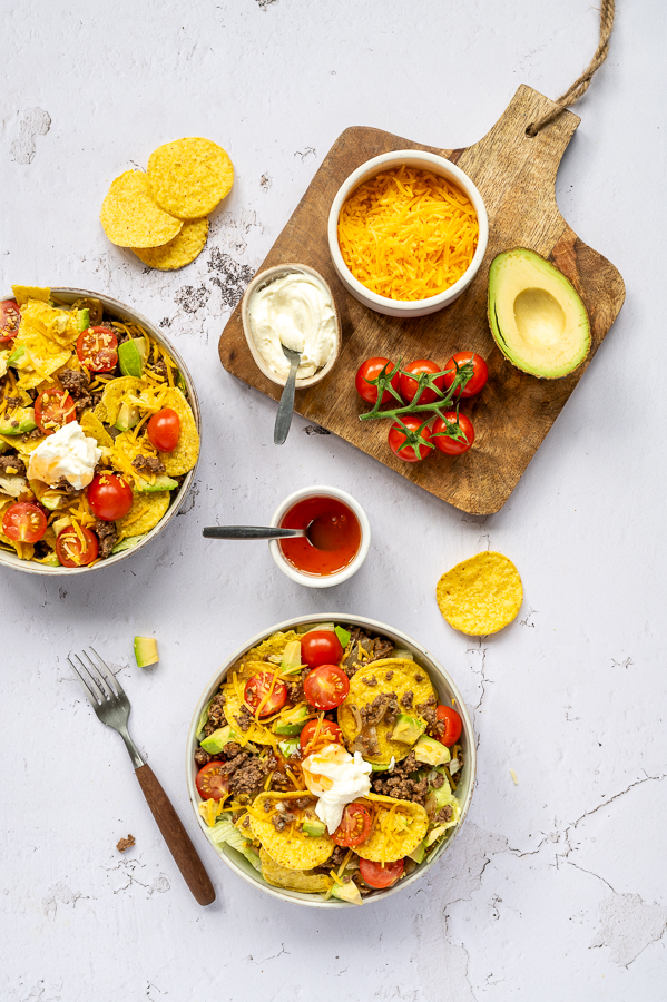 Nacho-bowl met gehakt