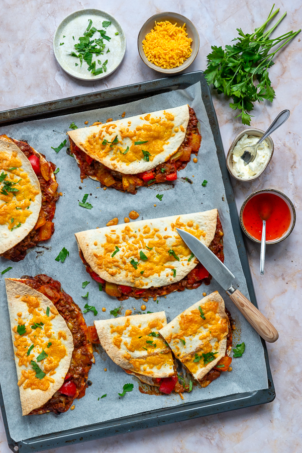 Quesadilla's met gehakt en paprika