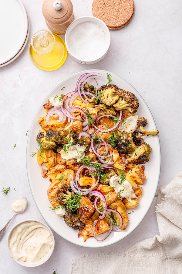 Geplette krieltjes en broccoli uit de oven