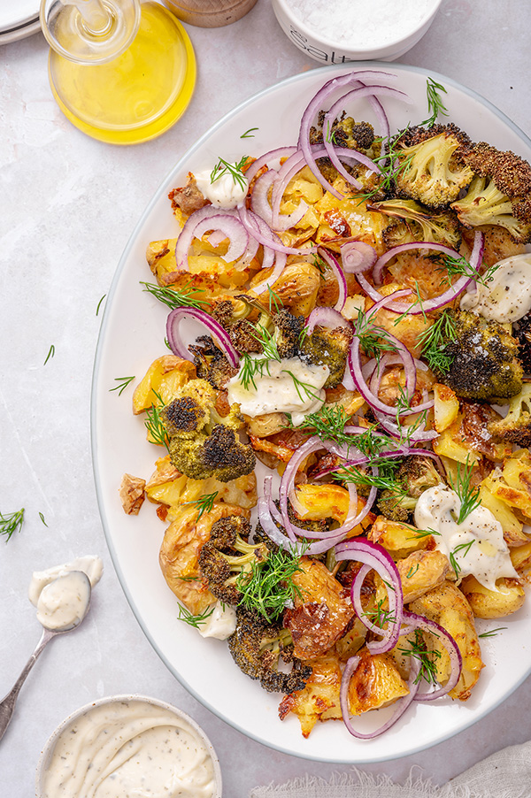 Geplette krieltjes en broccoli uit de oven