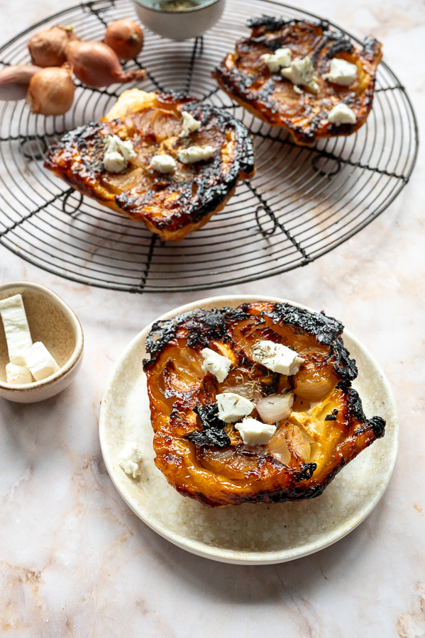 Mini tarte tatin met geitenkaas