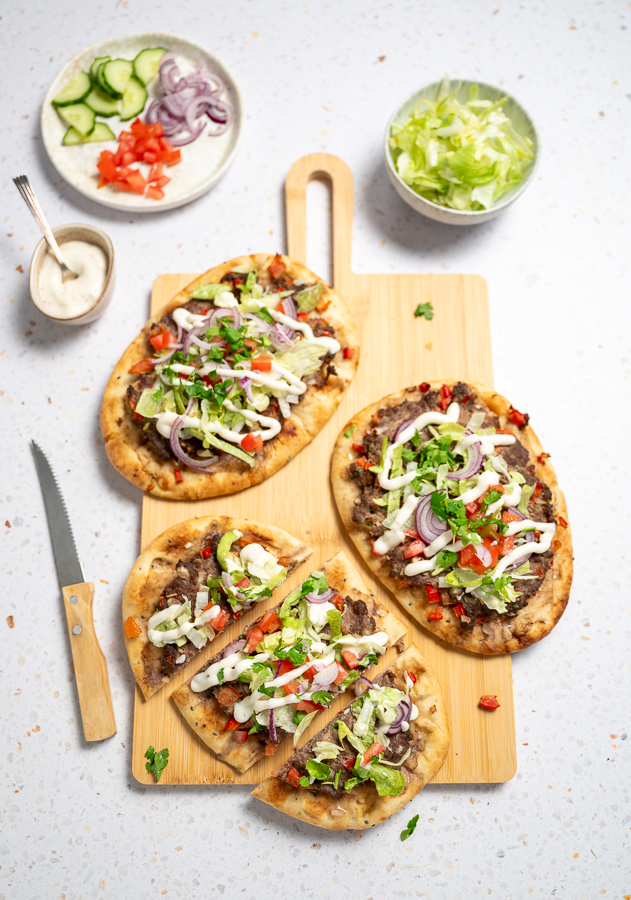 Naanpizza met gehakt