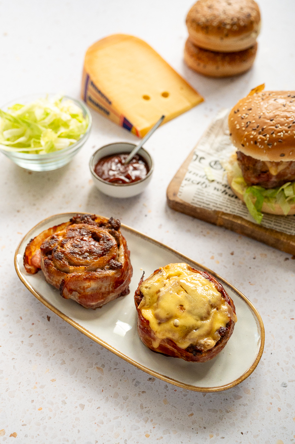 Bacon and cheese spiraalburger