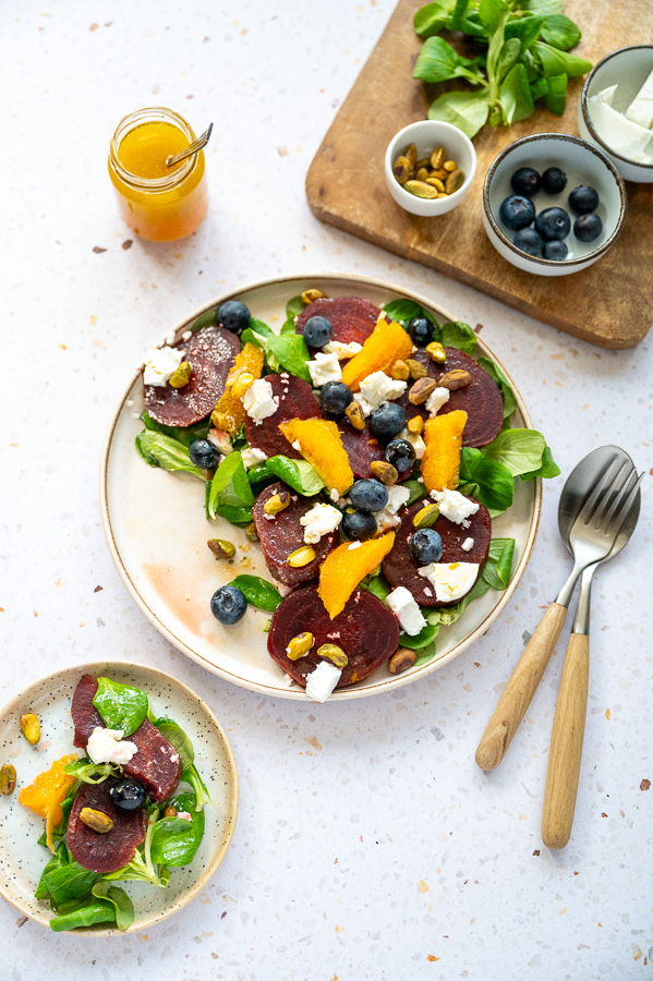 Bietensalade met sinaasappel en geitenkaas