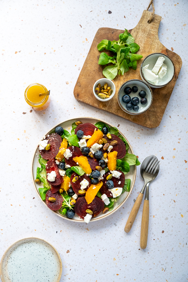 Bietensalade met sinaasappel en geitenkaas