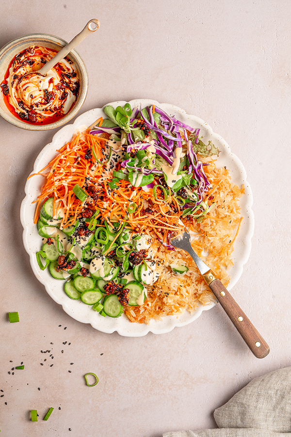 Crispy rijstsalade met crispy-chilimayonaise