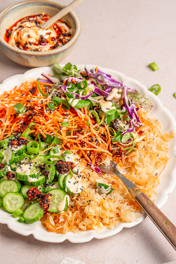 Crispy rijstsalade met crispy-chilimayonaise