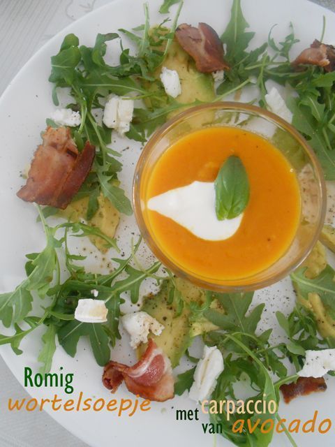 Wortelsoepje met carpaccio van avocado txt