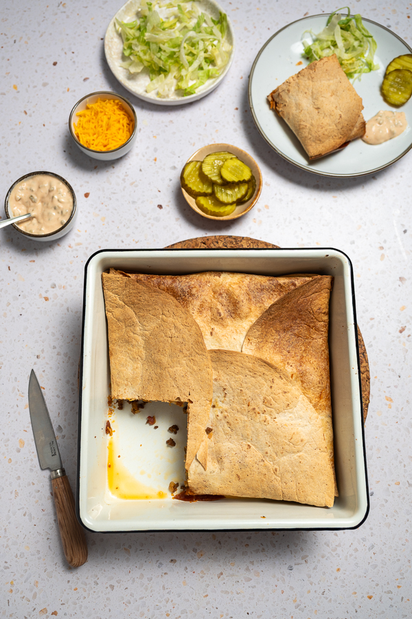 Cheeseburgerschotel met wraps