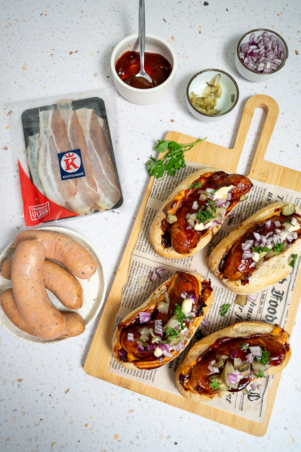 BBQ Hotdogs met spek