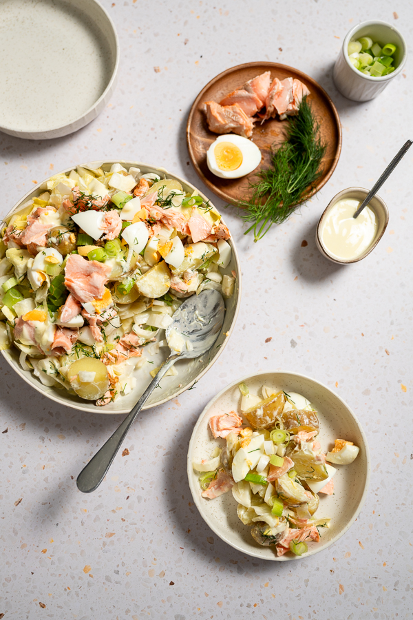 Aardappelsalade met witlof en zalm