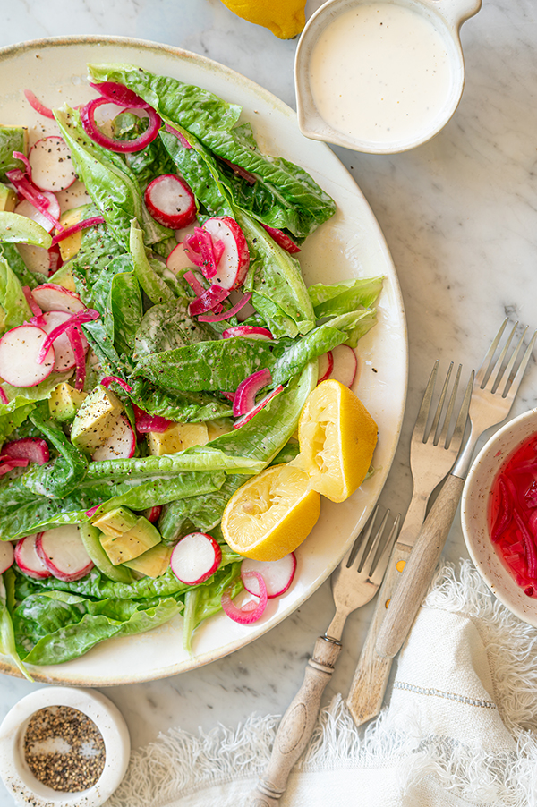Little gem salade met avocado en radijs