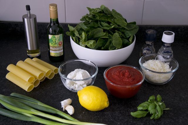Cannelloni gevuld met spinazie en ricotta