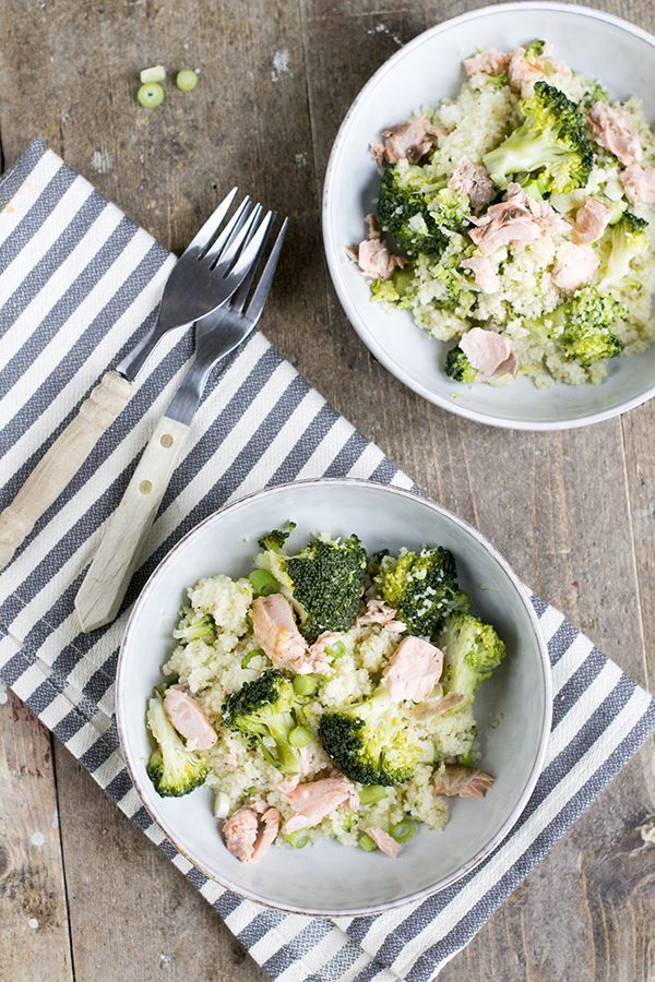 Couscous met broccoli en zalm