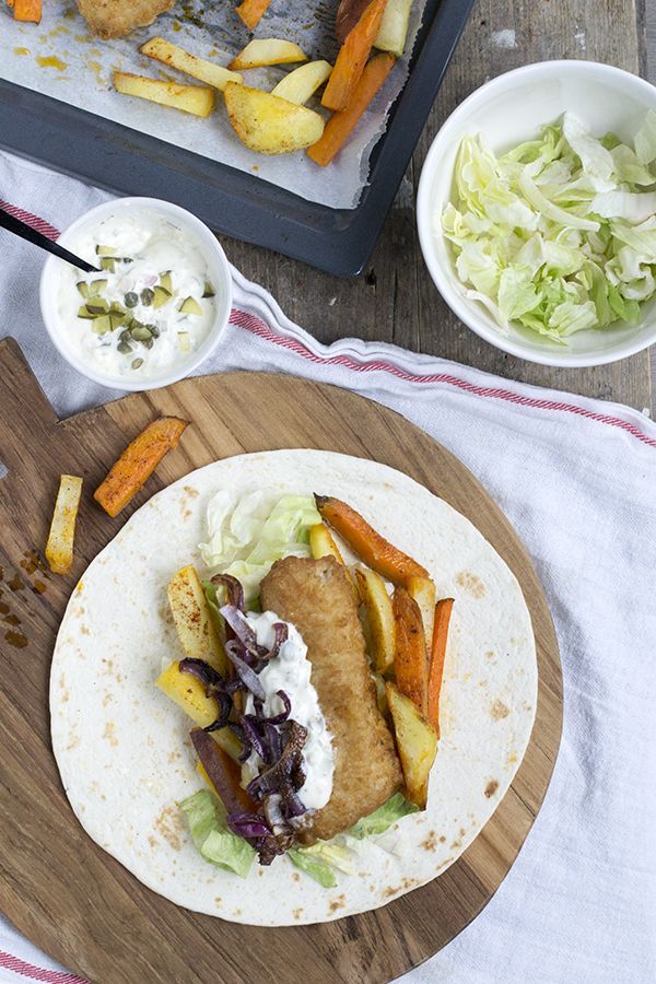 Fish and chips wraps recept