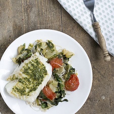 Kabeljauw met pesto recept