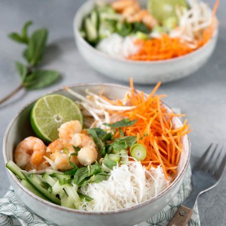 Vietnamese salade met garnalen