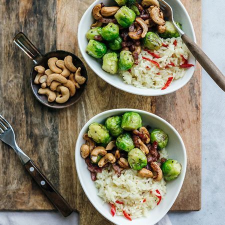 Gewokte spruitjes met spekjes