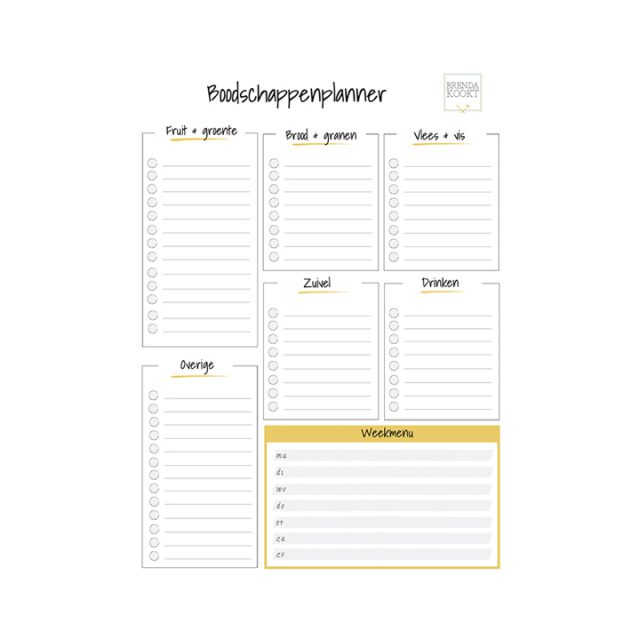 Boodschappenlijstje Printable - Brenda Kookt
