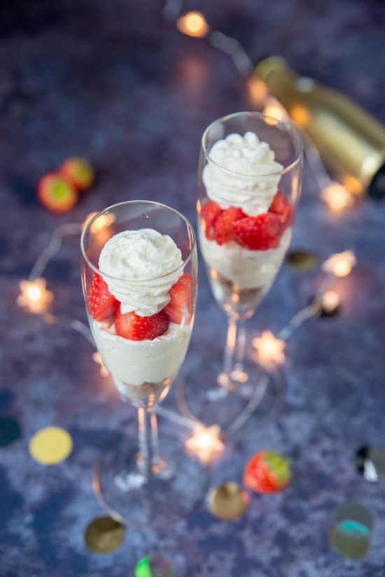Champagne cheesecake met aardbeien