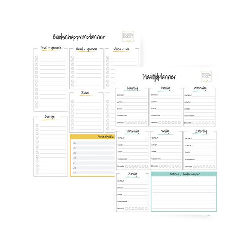 Planner pakket - Boodschappenplanner en maaltijdplanner